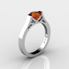 Modern 14K White Gold Elegant and Luxurious Engagement Ring or Wedding Ring with an Orange Garnet Center Stone R667-14KWGOG-2