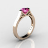 Modern 14K Rose Gold 1.0 Ct Luxurious Engagement Ring or Wedding Ring with a Pink Sapphire Center Stone R667-14KRGPS-2