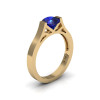 Modern 14K Yellow Gold 1.0 Ct Luxurious Engagement Ring or Wedding Ring with a Blue Sapphire Center Stone R667-14KYGBS-2