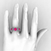 14K White Gold 1.0 Ct Pink Sapphire Diamond Nature Inspired Engagement Ring Wedding Ring R671-14KWGDPS-4