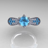 14K White Gold 1.0 Ct Aquamarine Diamond Nature Inspired Engagement Ring Wedding Ring R671-14KWGDAQ-3