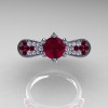 14K White Gold 1.0 Ct Garnet Diamond Nature Inspired Engagement Ring Wedding Ring R671-14KWGDG-3
