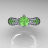 14K White Gold 1.0 Ct Green Topaz Diamond Nature Inspired Engagement Ring Wedding Ring R671-14KWGDGT-3