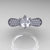 14K White Gold 1.0 Ct White Sapphire Diamond Nature Inspired Engagement Ring Wedding Ring R671-14KWGDWS-3