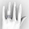 14K White Gold 1.0 Ct White Sapphire Diamond Nature Inspired Engagement Ring Wedding Ring R671-14KWGDWS-4