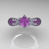 14K White Gold 1.0 Ct Lilac Amethyst Diamond Nature Inspired Engagement Ring Wedding Ring R671-14KWGDLAM-3