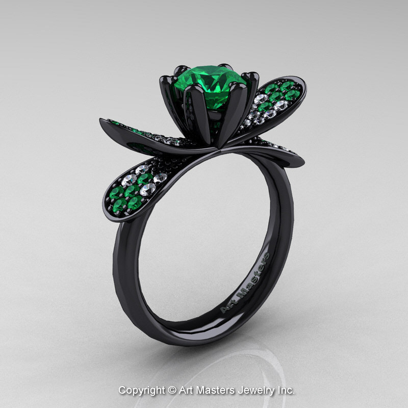 Wedding ring Harmony of nature | White gold, black rhodium, black diamond