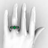 14K Black Gold 1.0 Ct Emerald Diamond Nature Inspired Engagement Ring Wedding Ring R671-14KBGDEM-4