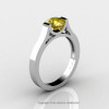Modern 14K White Gold Beautiful Wedding Ring or Engagement Ring for Women with 1.0 Ct Yellow Sapphire Center Stone R665-14KWGYS-2