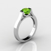 Modern 14K White Gold Beautiful Wedding Ring or Engagement Ring for Women with 1.0 Ct Peridot Center Stone R665-14KWGP-2