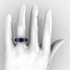 14K Black Gold 1.0 Ct Blue Sapphire Diamond Nature Inspired Engagement Ring Wedding Ring R671-14KBGDBS-4
