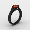 14K Black Gold Elegant and Modern Wedding or Engagement Ring for Women with an Orange Sapphire Center Stone R665-14KBGOS-2
