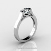 Modern 14K White Gold Beautiful  Wedding Ring or Engagement Ring for Women with 1.0 Ct White Sapphire Center Stone R665-14KWGWS-2