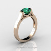 Modern 14K Rose Gold Beautiful Wedding Ring or Engagement Ring for Women with 1.0 Ct Emerald Center Stone R665-14KRGEM-2