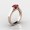 Modern 14K Rose Gold Beautiful Wedding Ring or Engagement Ring for Women with 1.0 Ct Ruby Center Stone R665-14KRGR-2