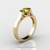 Modern 14K Yellow Gold Designer Wedding Ring or Engagement Ring for Women with 1.0 Ct Yellow Sapphire Center Stone R665-14KYGYS-2