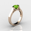 Modern 14K Rose Gold Beautiful Wedding Ring or Engagement Ring for Women with 1.0 Ct Peridot Center Stone R665-14KRGP-2