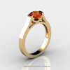 Modern 14K Yellow Gold Designer Wedding Ring or Engagement Ring for Women with 1.0 Ct Orange Sapphire Center Stone R665-14KYGOS-2
