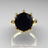 Classic 14K Yellow Gold 5.0 Ct Black Diamond Marquise CZ Solitaire Ring R160-14KYGCZBD-3
