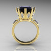 Classic 14K Yellow Gold 5.0 Ct Black Diamond Marquise CZ Solitaire Ring R160-14KYGCZBD-2