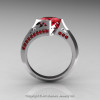Modern French 14K White Gold 1.23 Ct Princess Rubies Engagement Ring Wedding Ring R176-14WGR-2