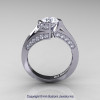 Modern French 14K White Gold 1.0 Ct White Sapphire Diamond Engagement Ring Wedding Ring R376-14KWGDWS-3