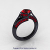 Modern French 14K Black Gold 1.0 Ct Rubies Engagement Ring Wedding Ring R376-14KBGR-2