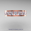 Mens Modern 14K Rose Gold Princess White Sapphire Channel Cluster Wedding Ring R274-14KRGWS-3