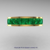 Mens Modern 14K Yellow Gold Princess Emerald Channel Cluster Wedding Ring R274-14KYGEM-3