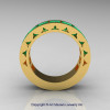 Mens Modern 14K Yellow Gold Princess Emerald Channel Cluster Wedding Ring R274-14KYGEM-2