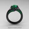 Modern French 14K Black Gold 1.0 Ct Emerald Engagement Ring Wedding Ring R376-14KBGEM-3