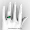 Modern French 14K Black Gold 1.0 Ct Emerald Engagement Ring Wedding Ring R376-14KBGEM-5