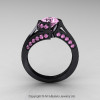 Modern French 14K Black Gold 1.0 Ct Light Pink Sapphire Engagement Ring Wedding Ring R376-14KBGLPS-3