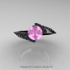Modern French 14K Black Gold 1.0 Ct Light Pink Sapphire Engagement Ring Wedding Ring R376-14KBGLPS-4