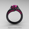 Modern French 14K Black Gold 1.0 Ct Pink Sapphire Engagement Ring Wedding Ring R376-14KBGPS-3