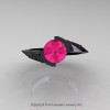 Modern French 14K Black Gold 1.0 Ct Pink Sapphire Engagement Ring Wedding Ring R376-14KBGPS-4