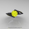 Modern French 14K Black Gold 1.0 Ct Yellow Sapphire Engagement Ring Wedding Ring R376-14KBGYS-4