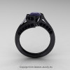 Modern French 14K Black Gold 1.0 Ct Black Diamond Engagement Ring Wedding Ring R376-14KBGBD-3