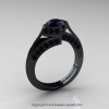 Modern French 14K Black Gold 1.0 Ct Black Diamond Engagement Ring Wedding Ring R376-14KBGBD-2
