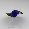 Modern French 14K Black Gold 1.0 Ct Blue Sapphire Engagement Ring Wedding Ring R376-14KBGBS-4