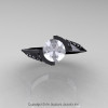 Modern French 14K Black Gold 1.0 Ct White Sapphire Engagement Ring Wedding Ring R376-14KBGWS-4