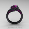 Modern French 14K Black Gold 1.0 Ct Amethyst Engagement Ring Wedding Ring R376-14KBGAM-3