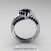 Modern French 14K White Gold 1.0 Ct Black Diamond Engagement Ring Wedding Ring R376-14KWGBD-3
