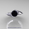 Modern French 14K White Gold 1.0 Ct Black Diamond Engagement Ring Wedding Ring R376-14KWGBD-4