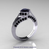 Modern French 14K White Gold 1.0 Ct Black Diamond Engagement Ring Wedding Ring R376-14KWGBD-2