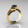 Modern French 14K Yellow Gold 1.0 Ct Black Diamond Engagement Ring Wedding Ring R376-14KYGBD-2