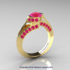 Modern French 14K Yellow Gold 1.0 Ct Pink Sapphire Engagement Ring Wedding Ring R376-14KYGPS-2