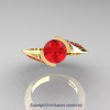 Modern French 14K Yellow Gold 1.0 Ct Ruby Engagement Ring Wedding Ring R376-14KYGR-4