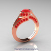 Modern French 14K Rose Gold 1.0 Ct Ruby Engagement Ring Wedding Ring R376-14KRGR-2