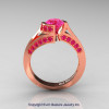 Modern French 14K Rose Gold 1.0 Ct Pink Sapphire Engagement Ring Wedding Ring R376-14KRGPS-3